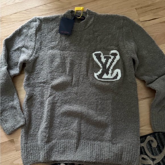 Louis Vuitton Taupe Crewneck Sweater with Logo - Picture 1 of 5